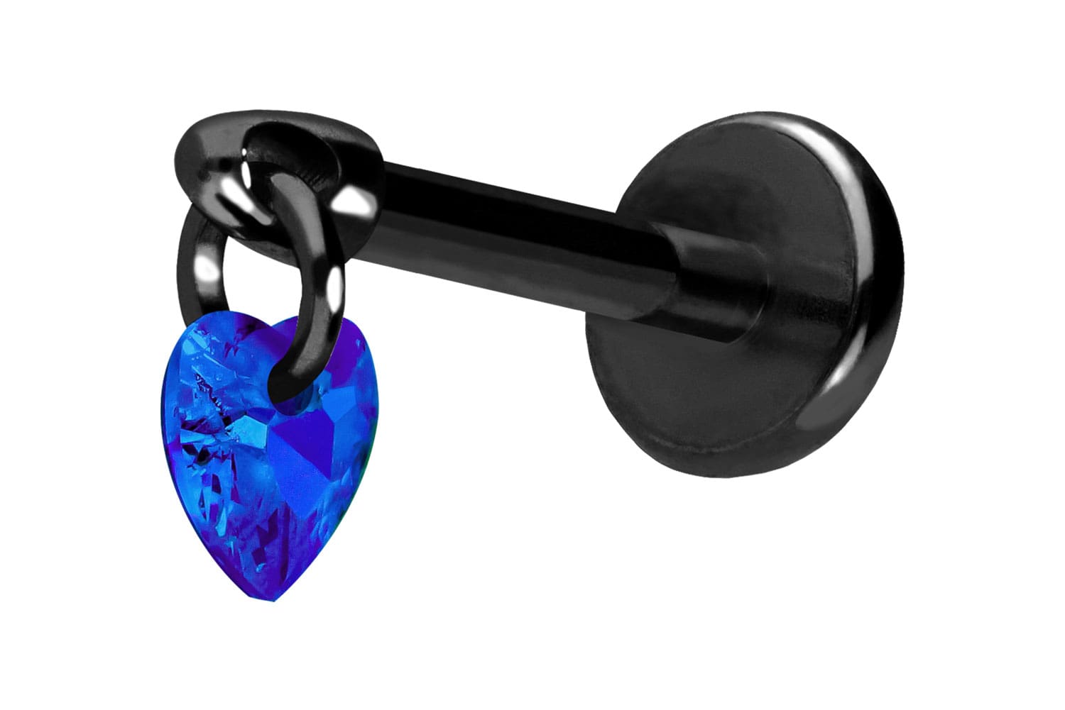 Titan Labret Piercing mit Push Fit KRISTALLHERZ